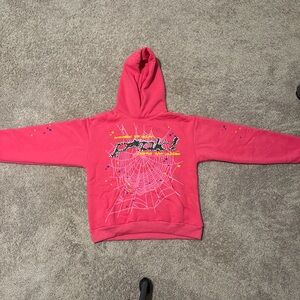 Kids Pink Spider Web Hoodie